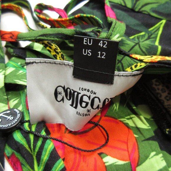 NWT Collectif Juliette Jungle Maxi in Black V-neck Smocked Dress UK 16 / US 12 - Picture 5 of 7